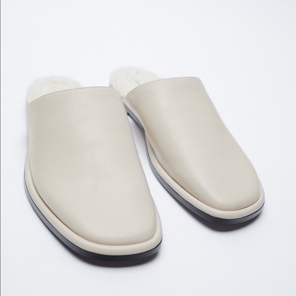 New Zara Mules Faux Fur White - Picture 10 of 11
